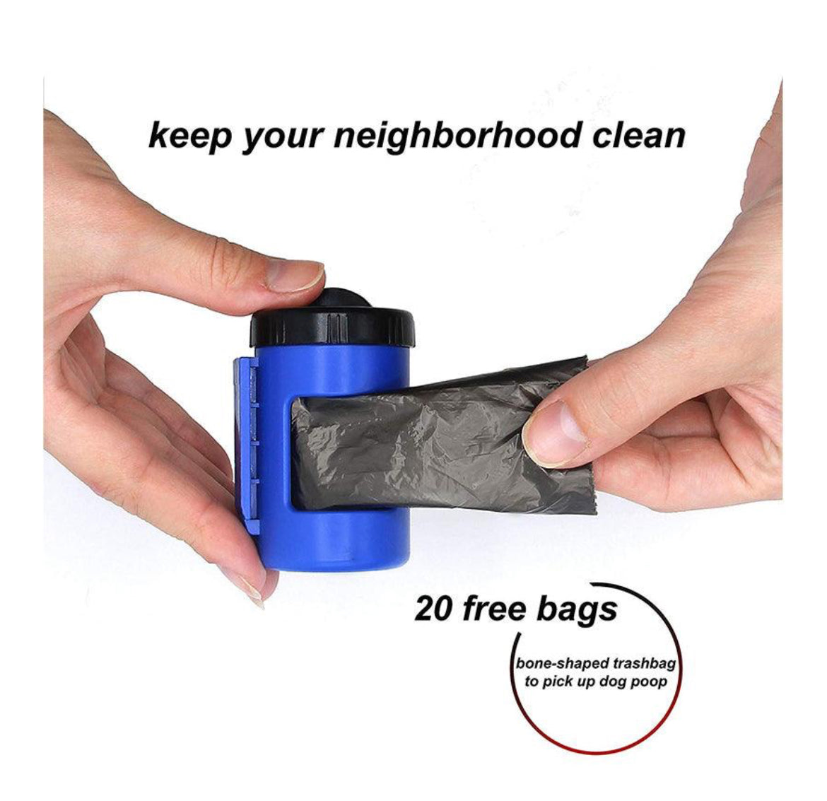LED Light And Waste Bag Dispenser Retractable Dog Leash