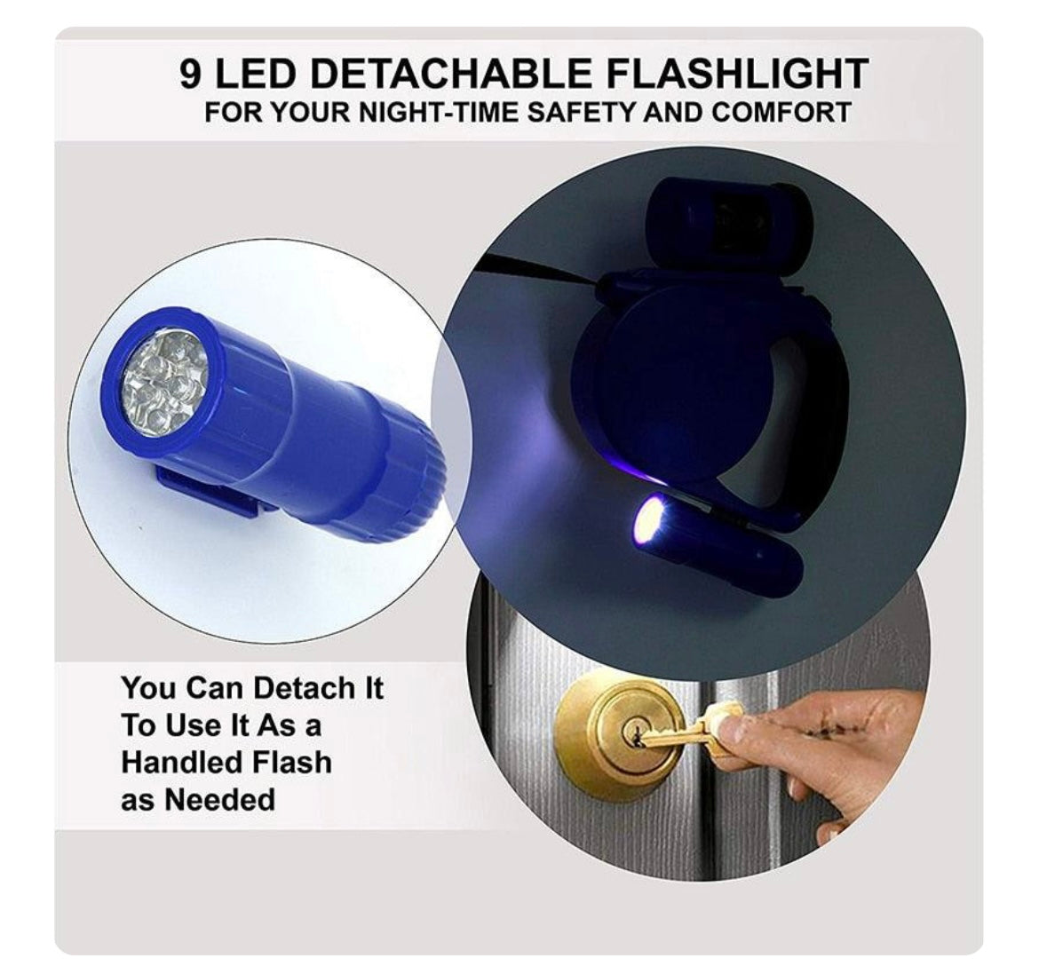 LED Light And Waste Bag Dispenser Retractable Dog Leash