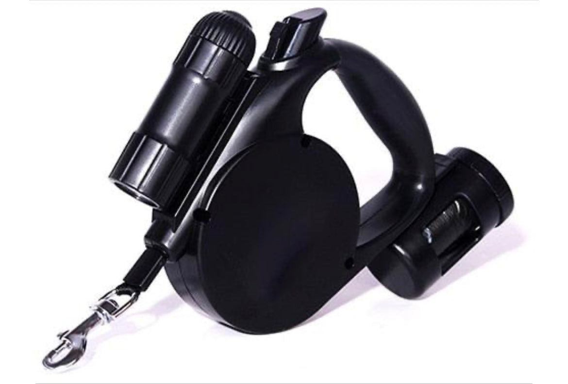 LED Light And Waste Bag Dispenser Retractable Dog Leash