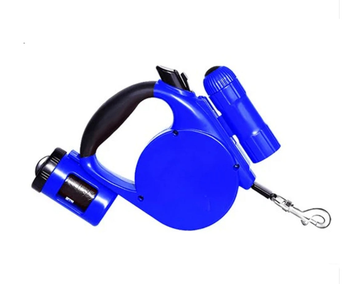 LED Light And Waste Bag Dispenser Retractable Dog Leash